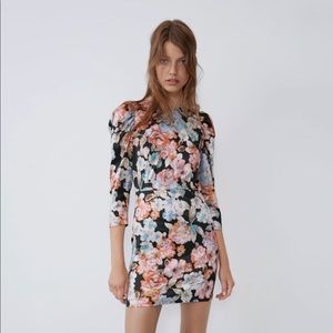 Zara Multi Print Ling Sleeve Mini Dress